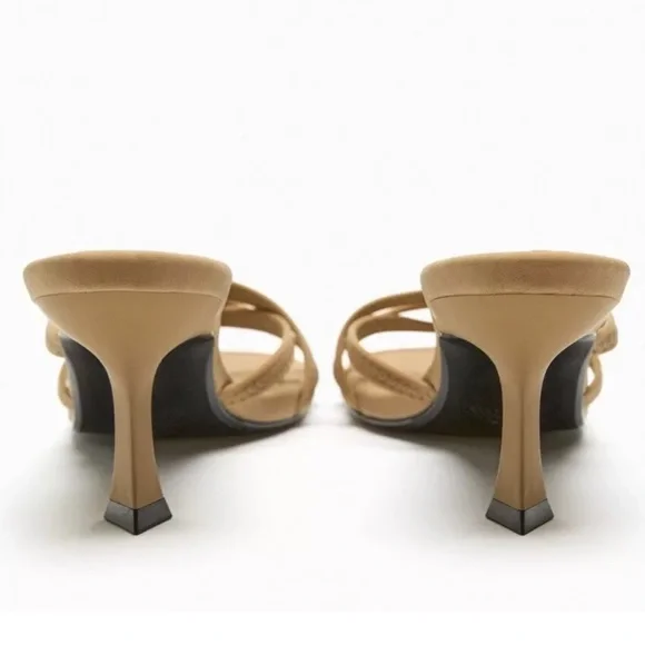 Zara Tan Neoprene Heel Sandals Size 41 - Picture 3 of 9